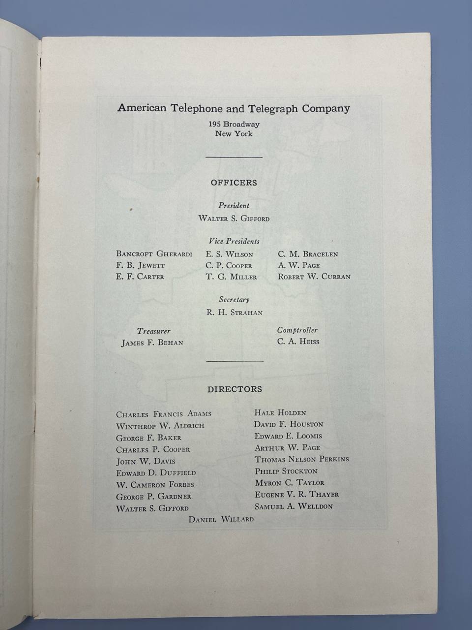 Rapport annuel AT&T 1933, American Telephone and Telegraph Company
