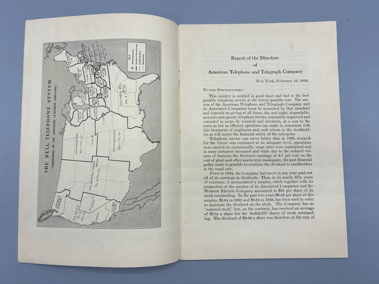 Rapport annuel AT&T 1933, American Telephone and Telegraph Company