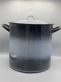 Grand faitout émaillé gris ardoise – Couvercle bombé – Bord cuivré – Environ 20 litres