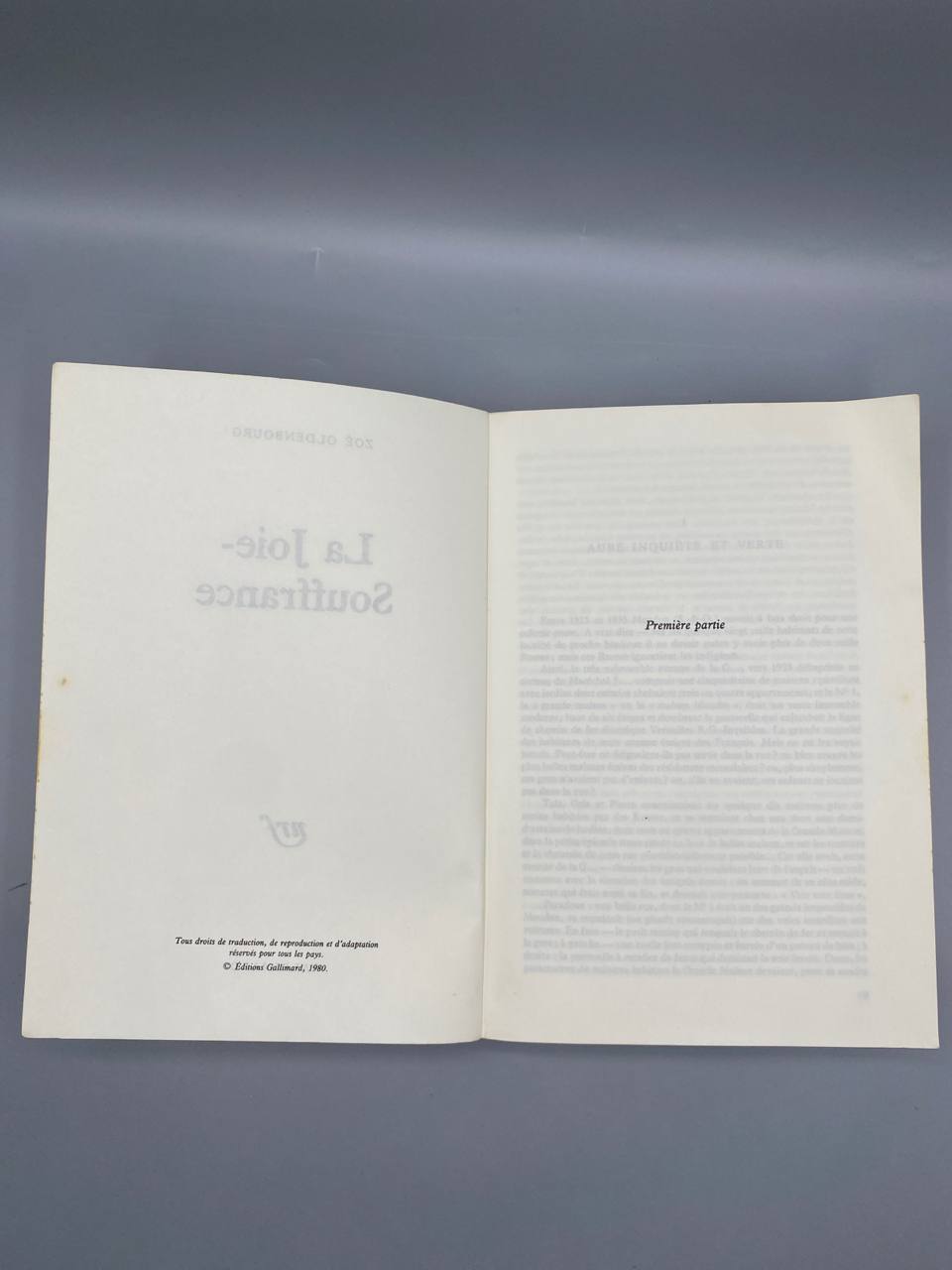 La Joie-Souffrance – Zoé Oldenbourg – Gallimard NRF – Édition originale 1980