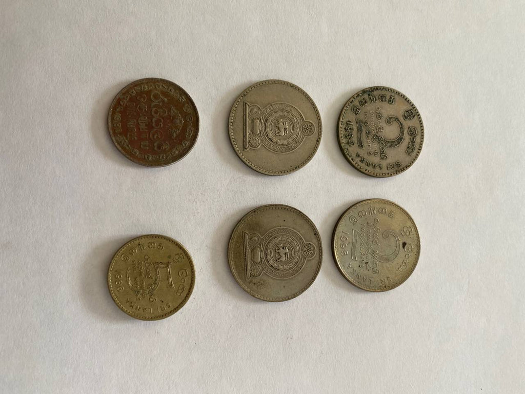 Lot de 6 monnaies anciennes du Sri Lanka – Roupies années 1980
