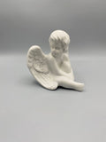 Angelot chérubin porcelaine blanche émaillée - vue de face
