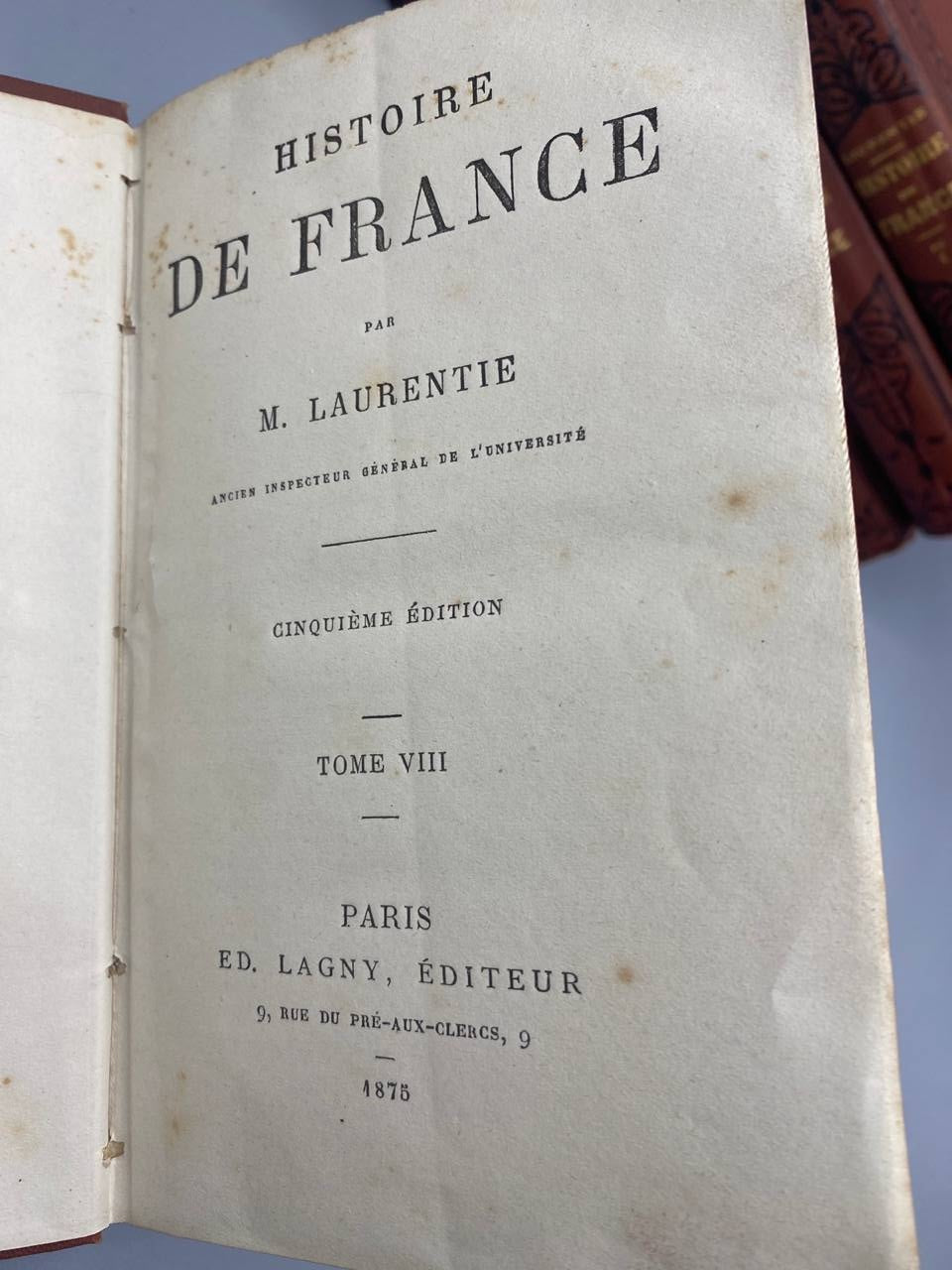 Histoire de France – Laurentie – Collection complète en 8 volumes – Cinquième édition