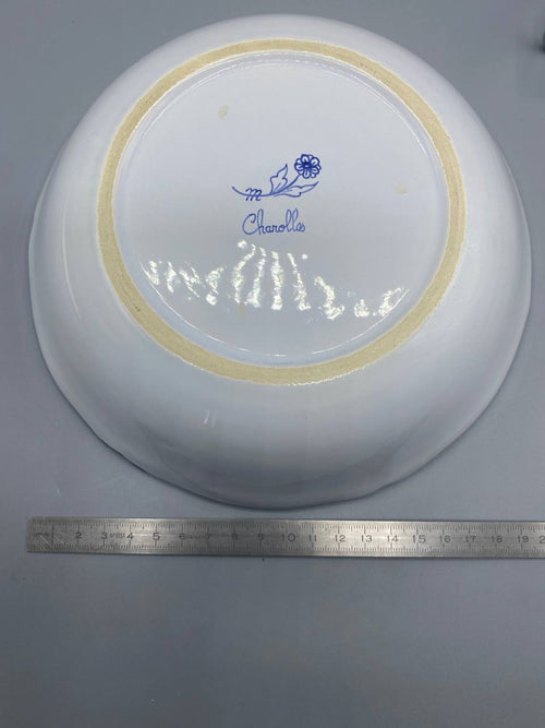 Revers de l'assiette – tampon m Charolles cursif, diamètre environ 20 cm