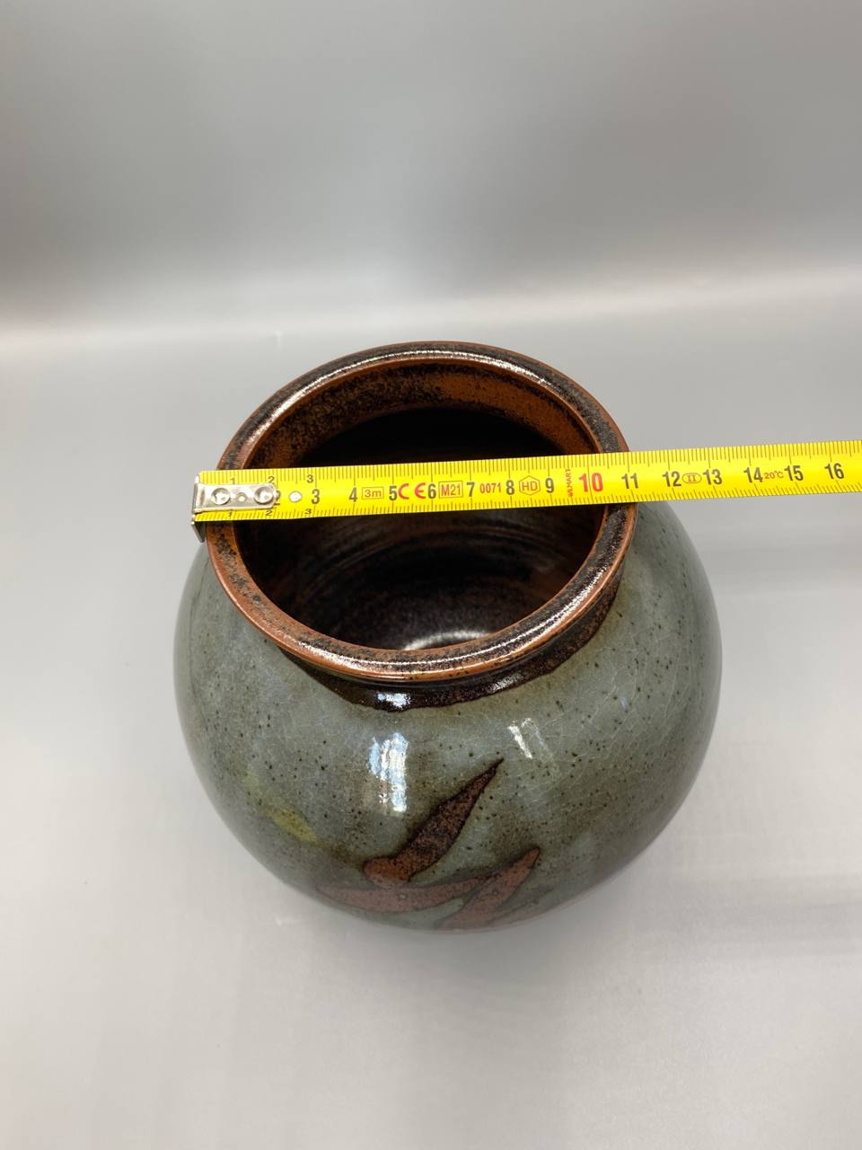Mesure diamètre col vase boule grès environ 10 cm