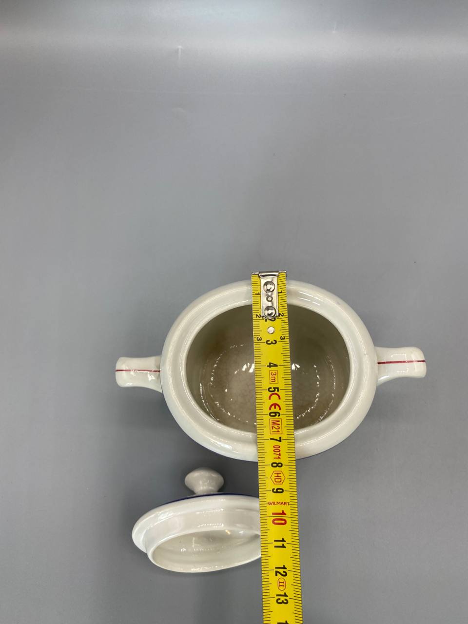 Vue de dessus extérieur pot à sucre Sarreguemines Ecosse diamètre mesure