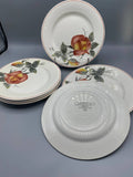 6 assiettes creuses faïence Digoin Sarreguemines décor Maréchale Niel rose thé vue d’ensemble