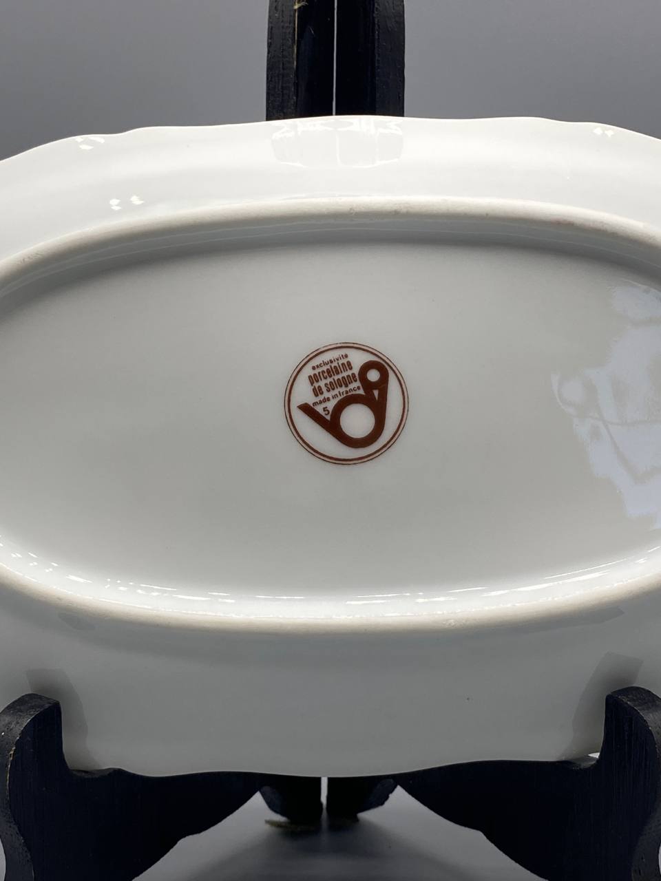 Revers plat ovale porcelaine tampon Porcelaine de Sologne exclusivité made in France