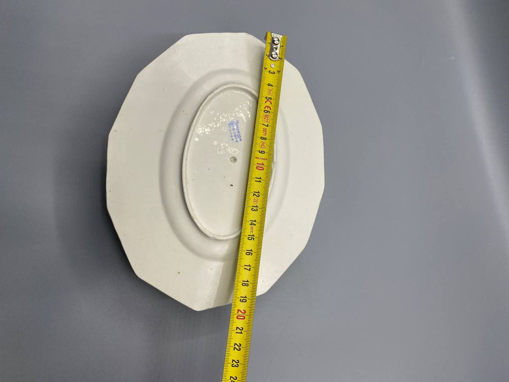 Dessous du dormant octogonal, cachet Porcelor Ceranord, mètre ruban longueur environ 23 cm