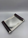 Plateau Art Déco aluminium miroir bois tourné noir – vue de face
