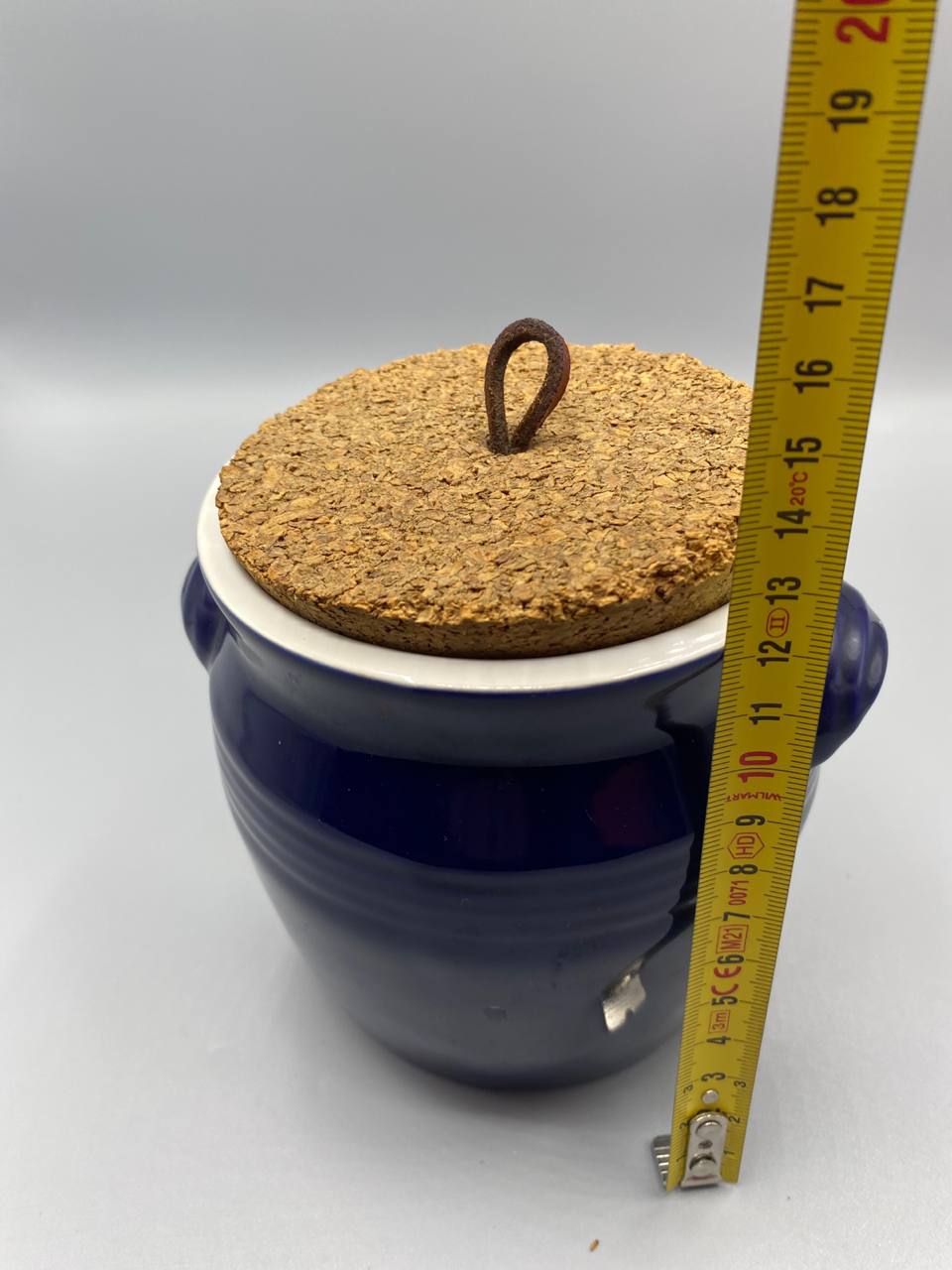 Pot faïence bleu cobalt – hauteur totale environ 13 cm