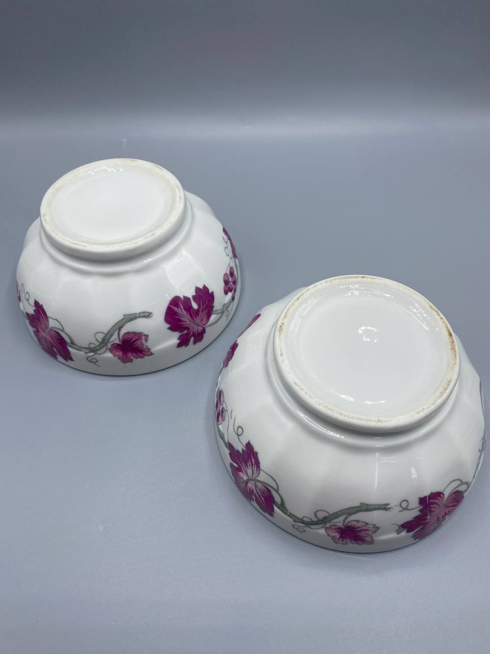 2 bols porcelaine décor vigne grappes années 1970