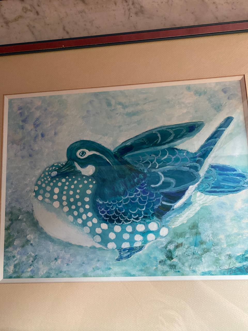 Détail de la signature et de la date 1978 en bas de l'aquarelle