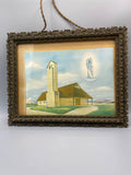 Notre-Dame de la Route Blanche Ségny gouache originale 1940 encadrée