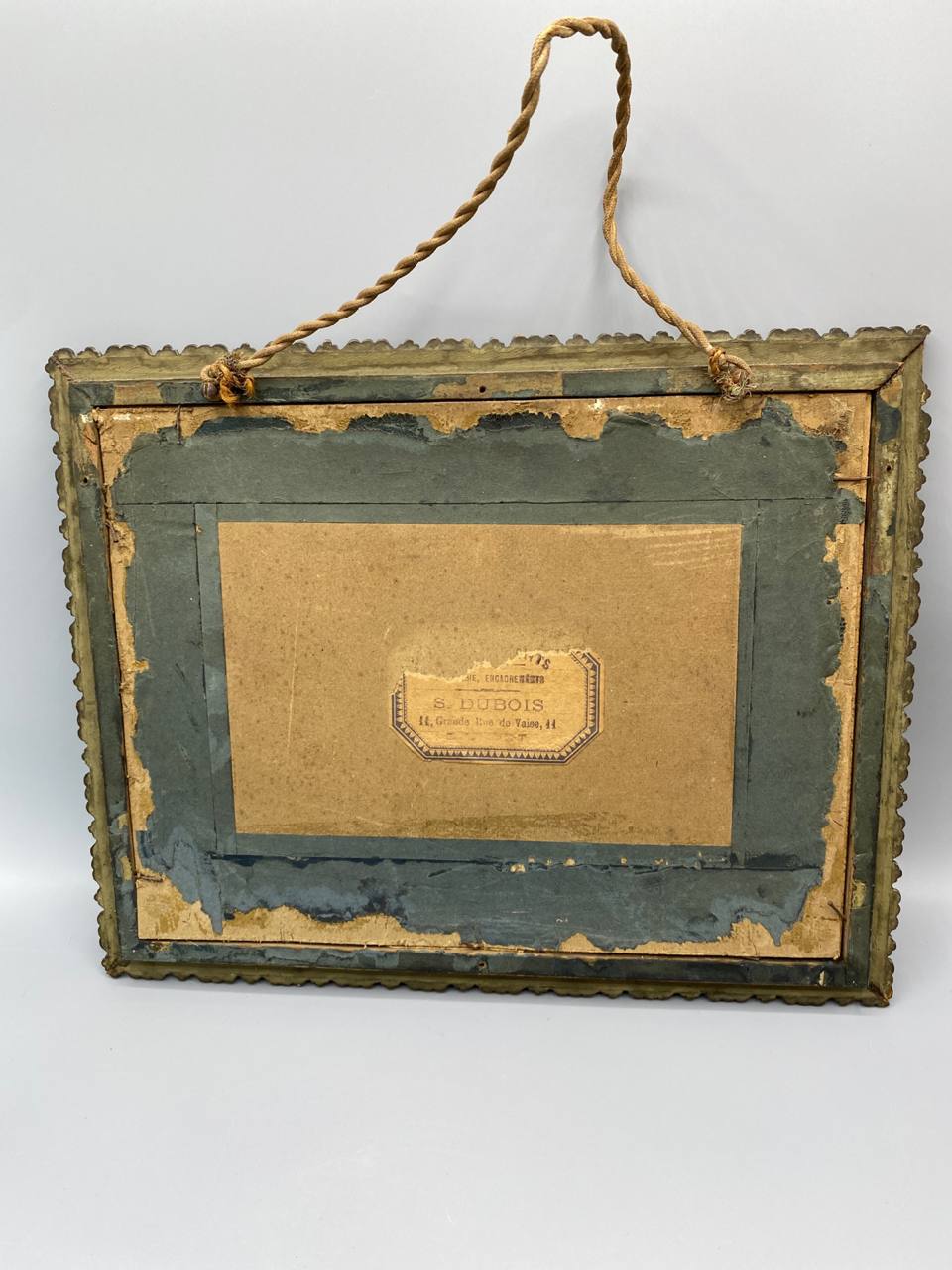 Dos cadre étiquette encadreur S. Dubois Lyon Vaise, hauteur 28 cm