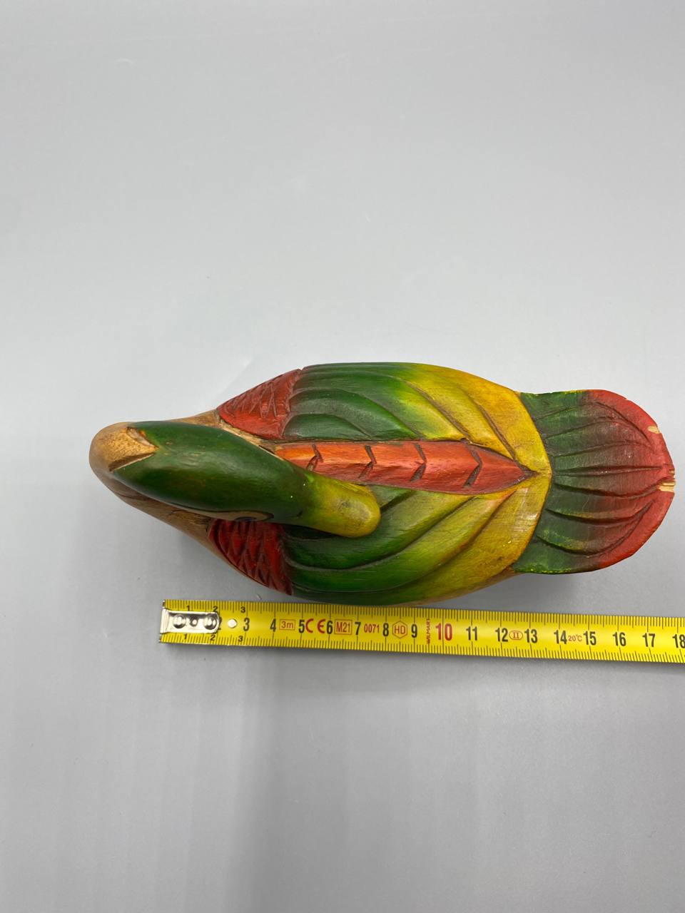 Boîte canard colvert, détail plumage peint main