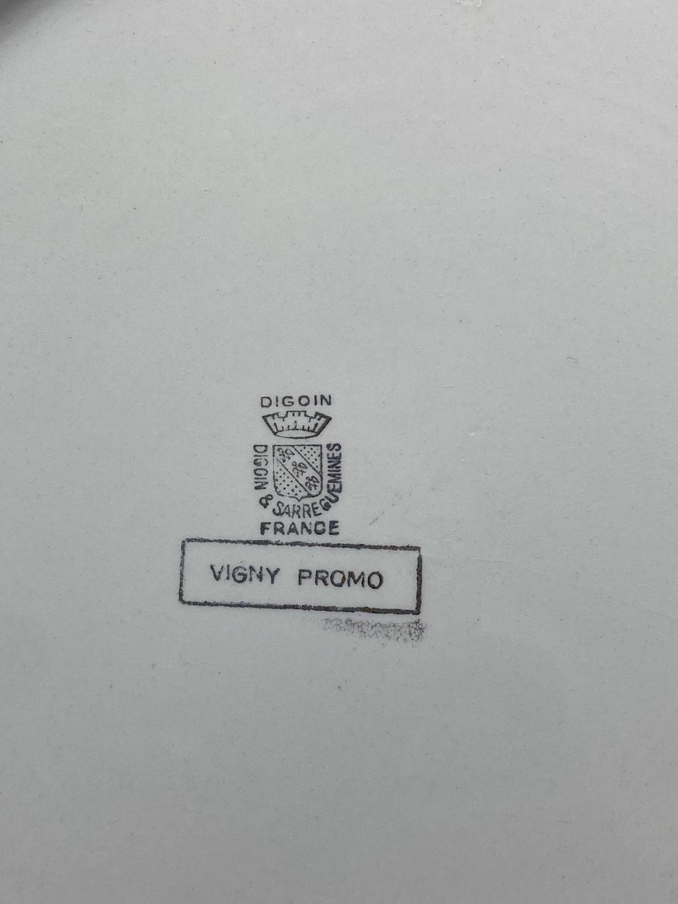 Marque au dos Digoin Sarreguemines France Vigny Promo