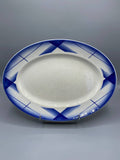 Plat ovale faïence Digoin Sarreguemines Artix décor géométrique bleu cobalt Art Déco