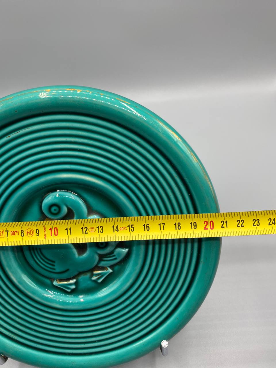 Diamètre 24 cm dessous de plat céramique turquoise France