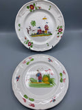2 assiettes faïence peinte main chinoiseries style Les Islettes décors différents