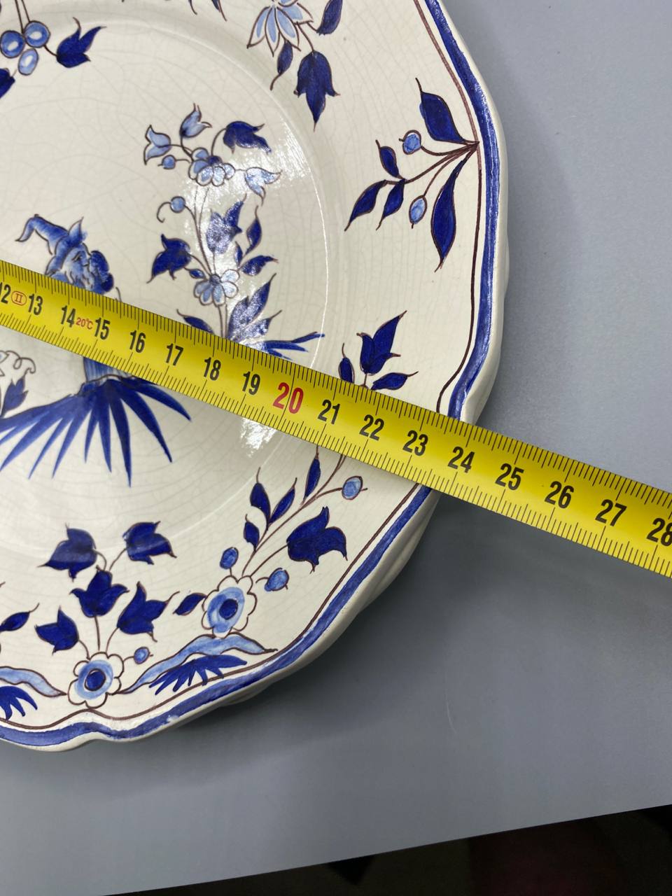 Diamètre 28 cm assiette faïence chinoiseries bleu blanc style Les Islettes