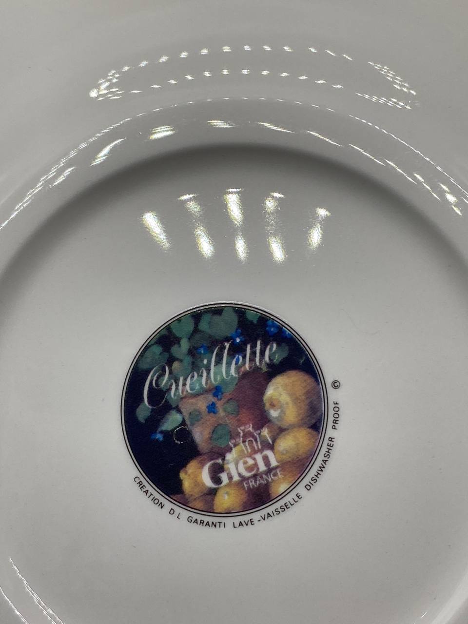 Revers assiette Gien Cueillette cachet D. Lalande Dishwasher Proof