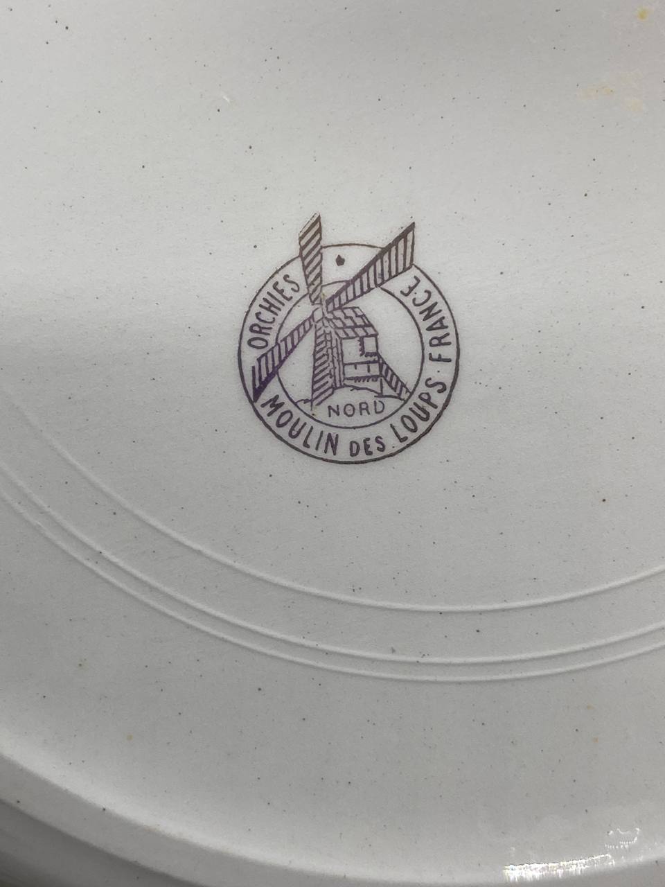 Revers assiette cachet Orchies Moulin des Loups Nord France