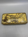 Boîte Bergamotes de Lorraine – couvercle fermé, inscription et croix de Lorraine sur fond jaune moucheté or