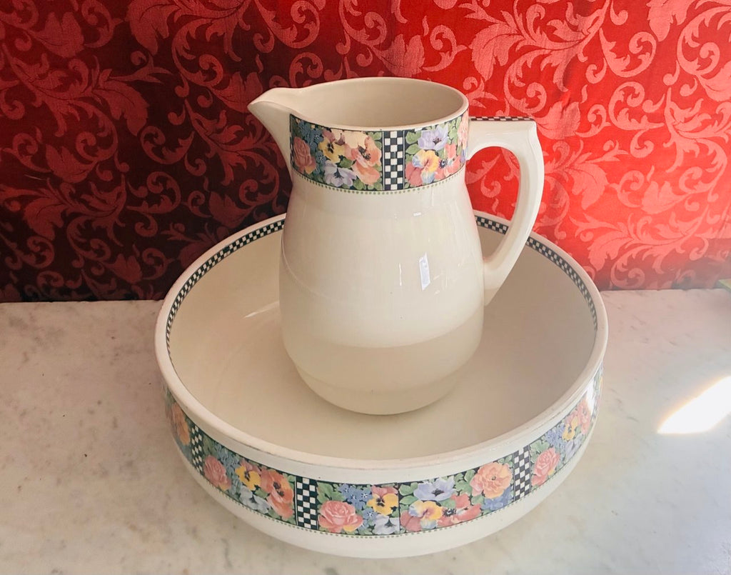 Cuvette Longwy Betty, décor frise florale et damier, vue intérieure