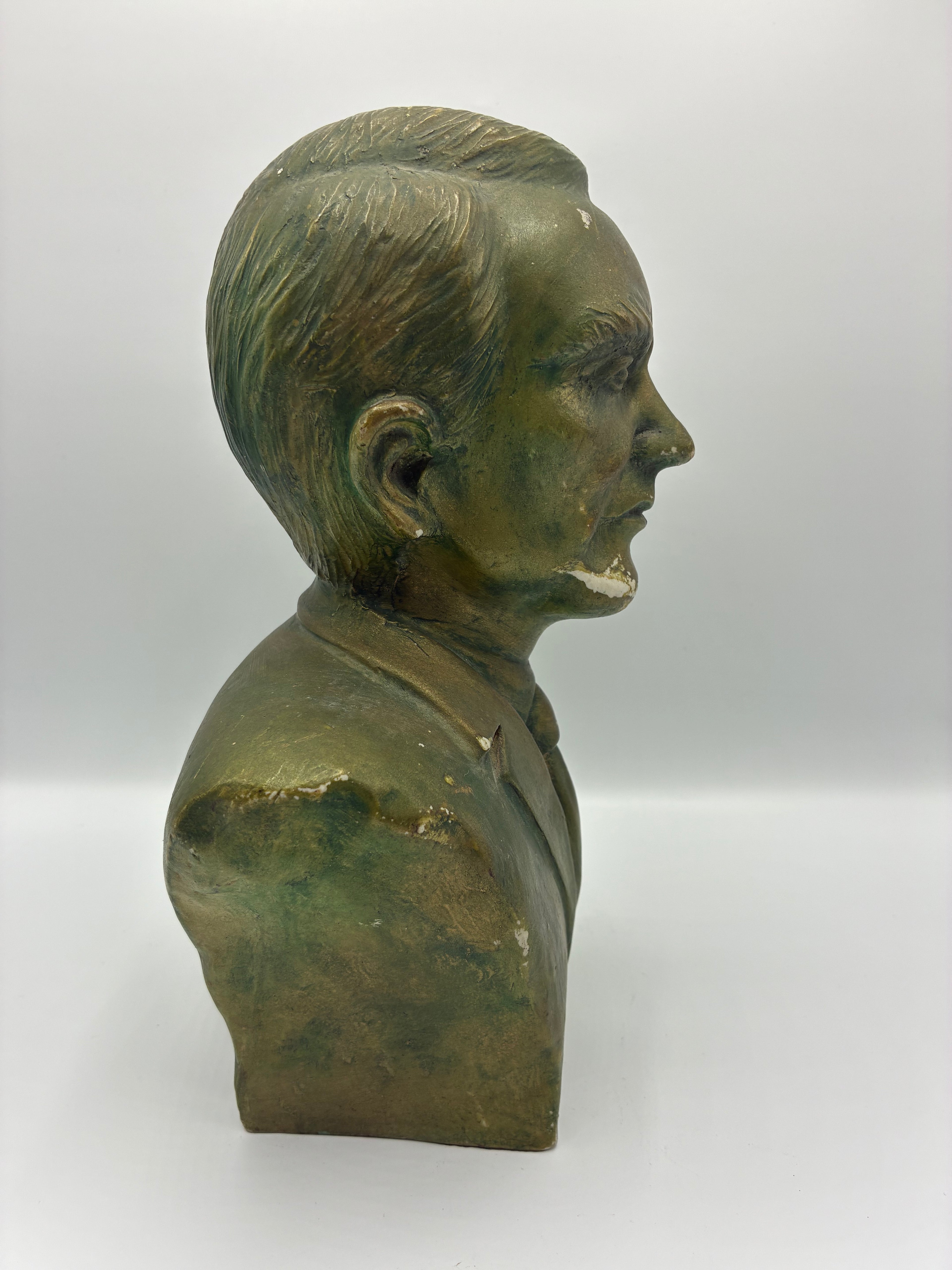 Buste en céramique signé David – Coimbra 1994 – Portrait d'homme patine bronze