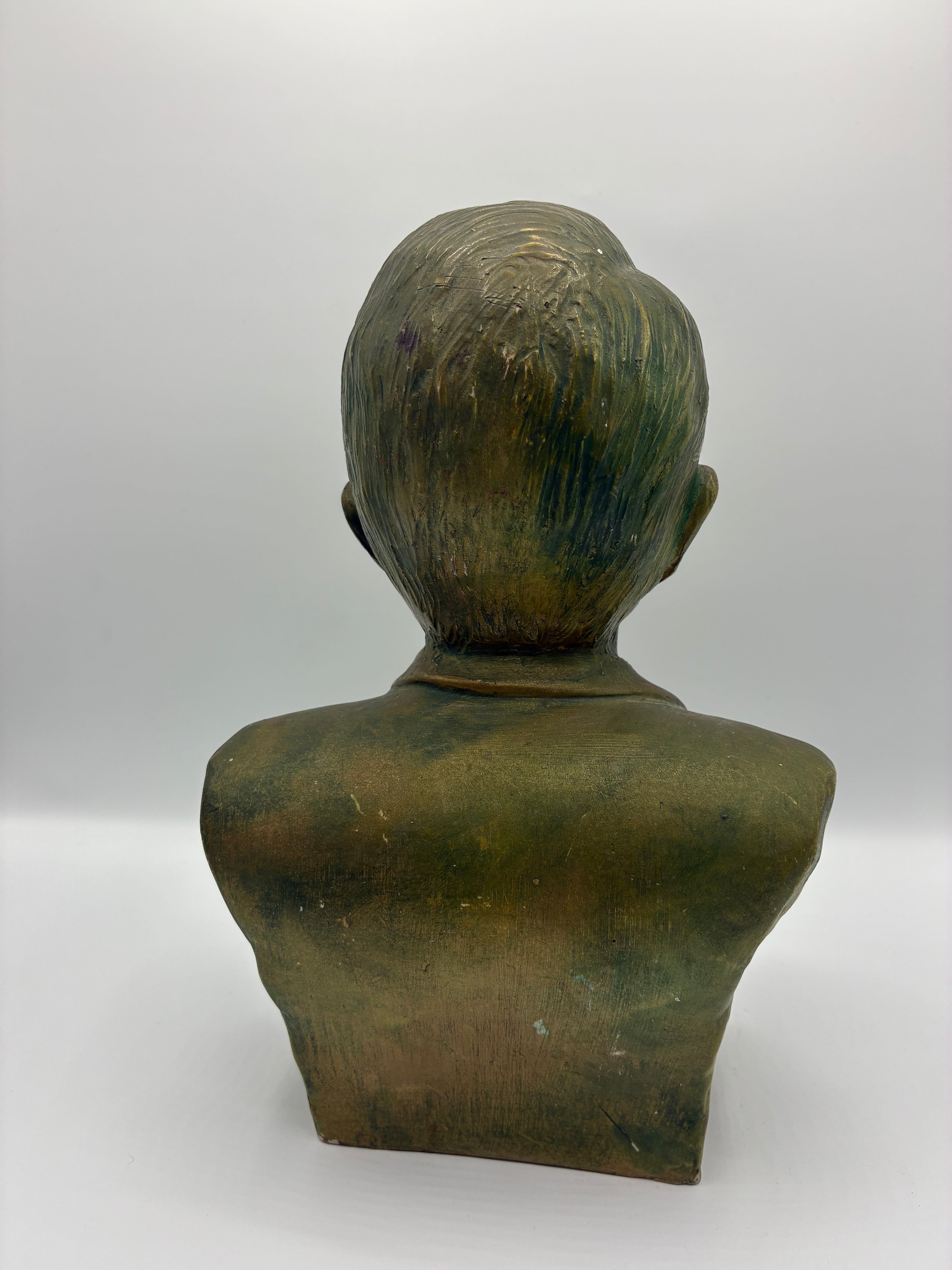 Buste en céramique signé David – Coimbra 1994 – Portrait d'homme patine bronze