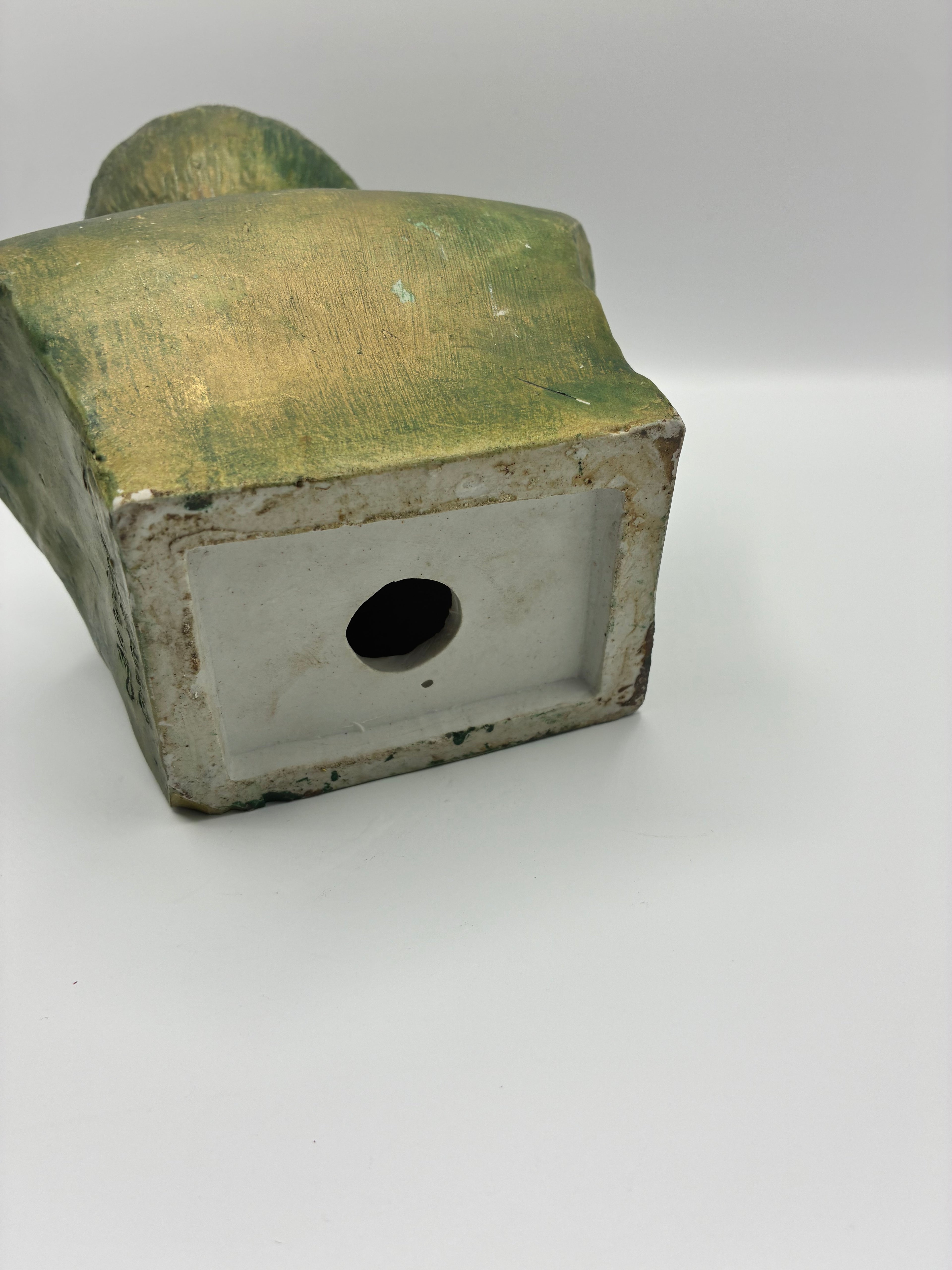 Buste en céramique signé David – Coimbra 1994 – Portrait d'homme patine bronze