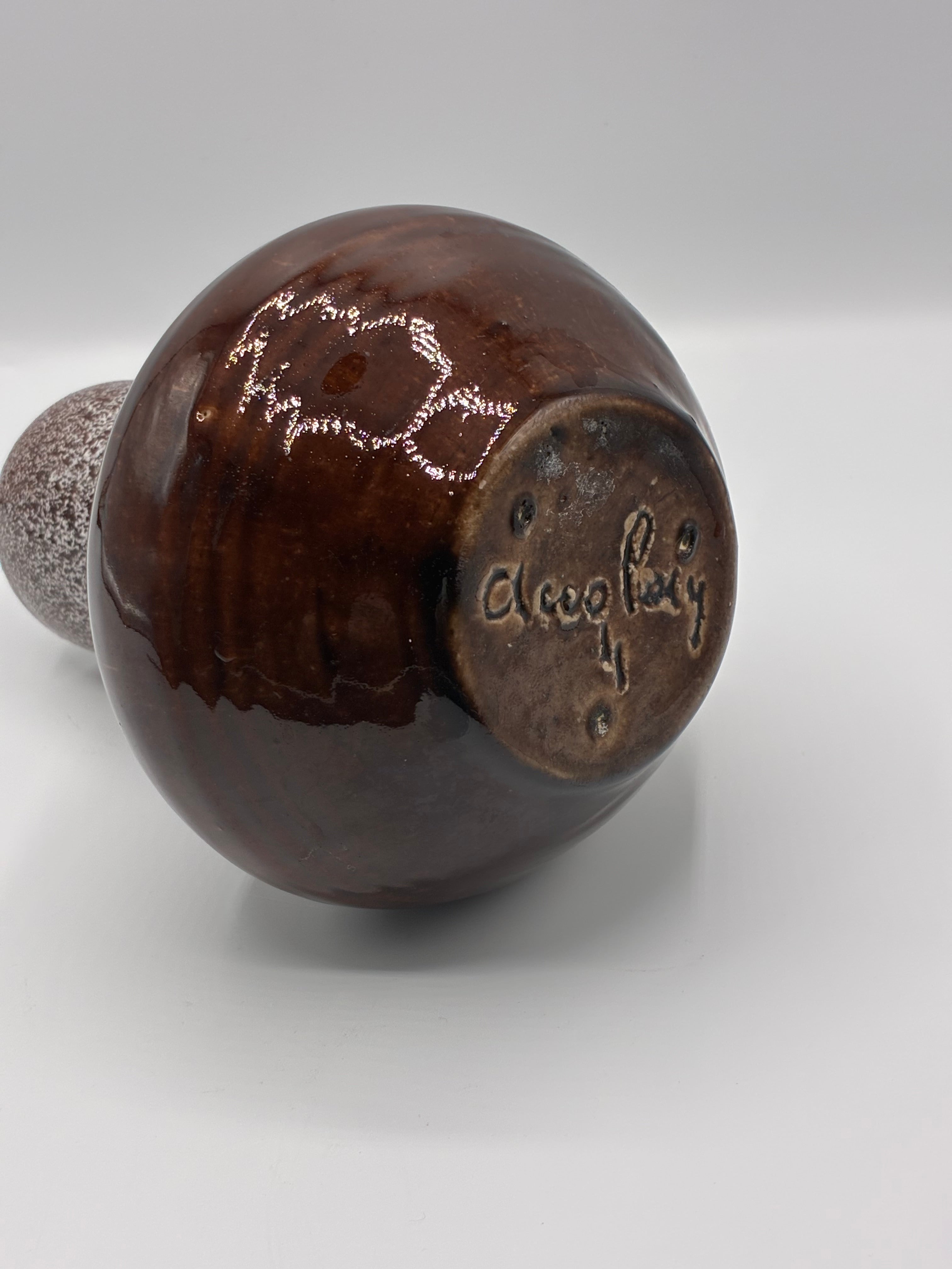 Vase en grès émaillé signé Accolay – Céramique française vintage années 60
