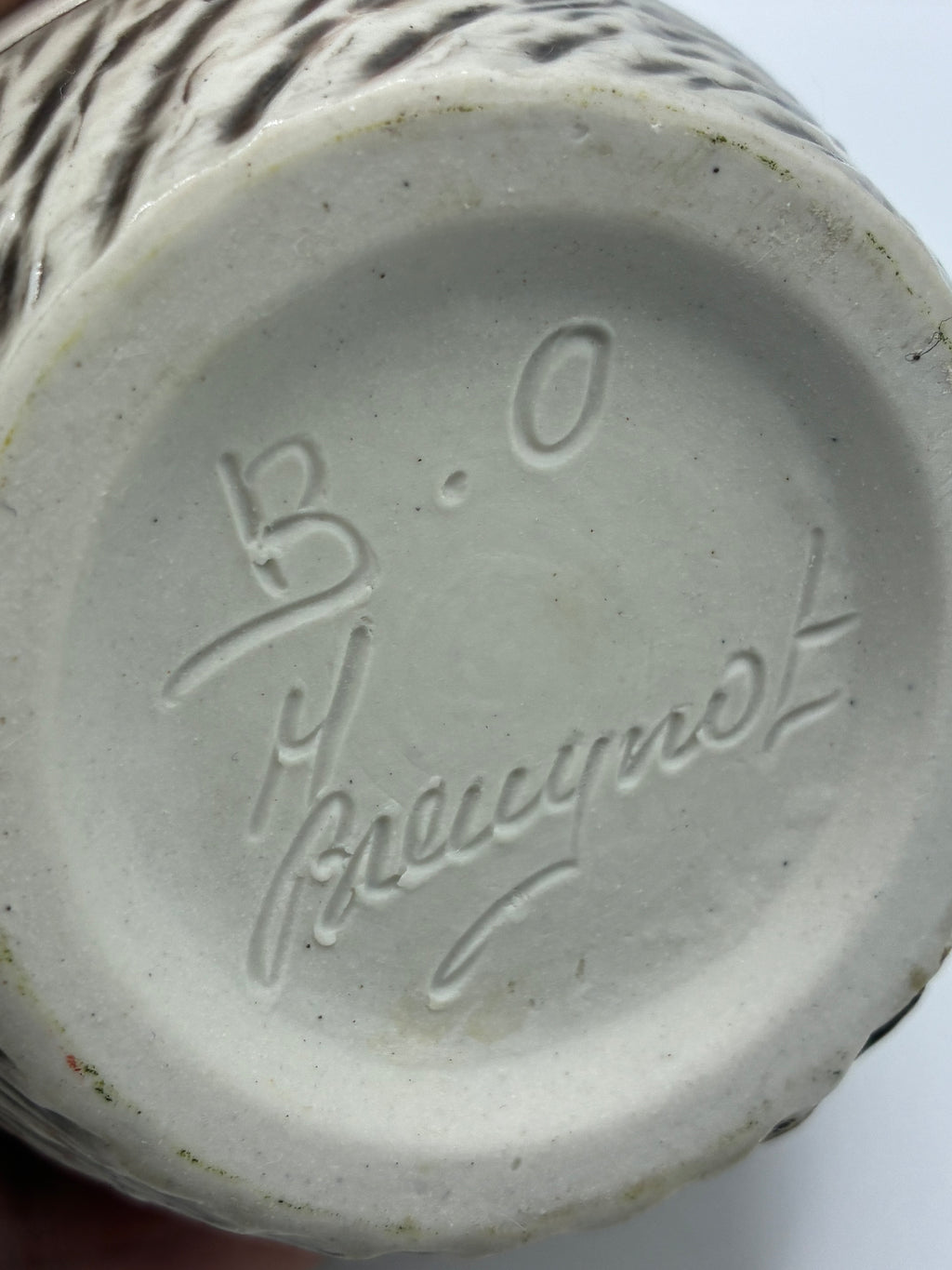 Lampe Berger en grès d'art signée B.O. Breugnot – Décor graphique arabesques dorées – Années 70