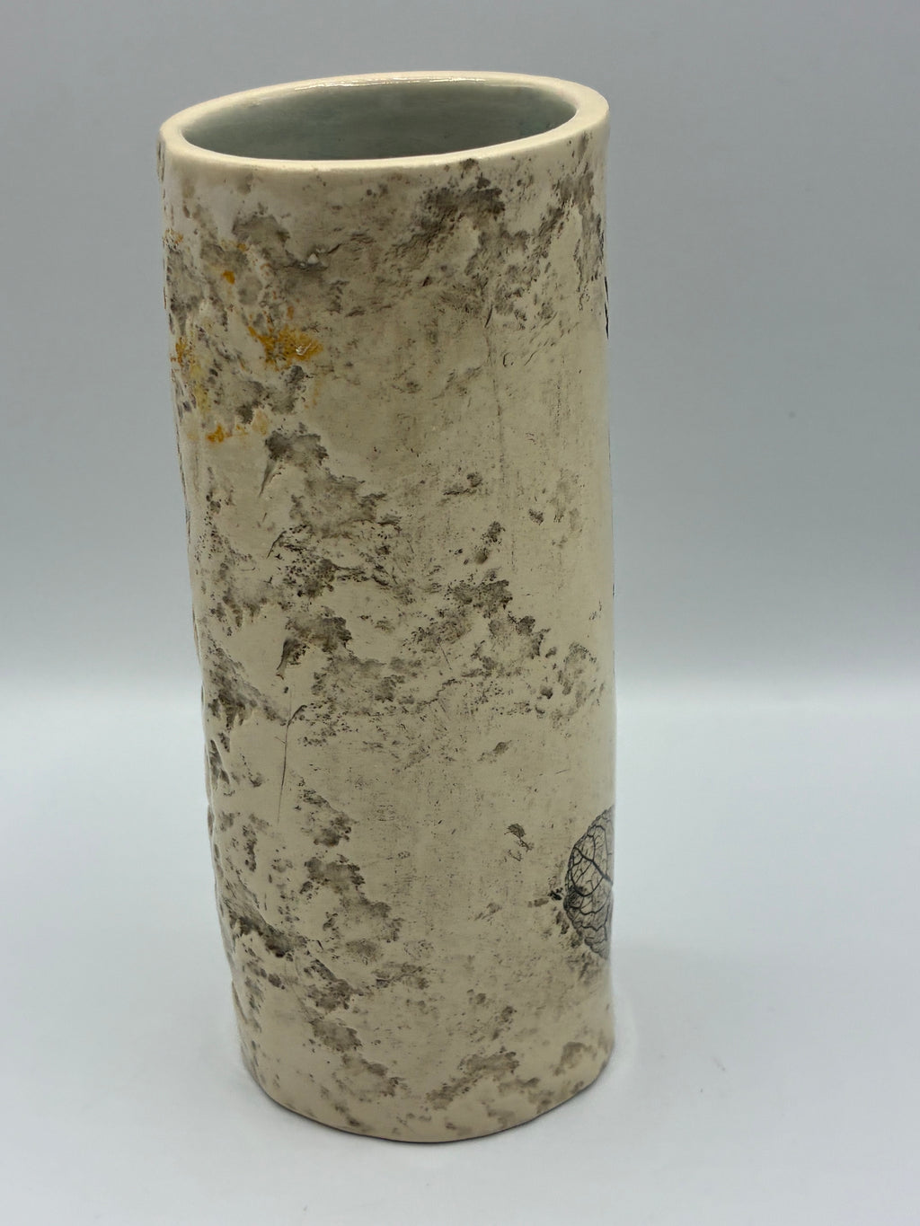 Vase céramique signé Biscarrosse – Décor botanique fougères et graminées