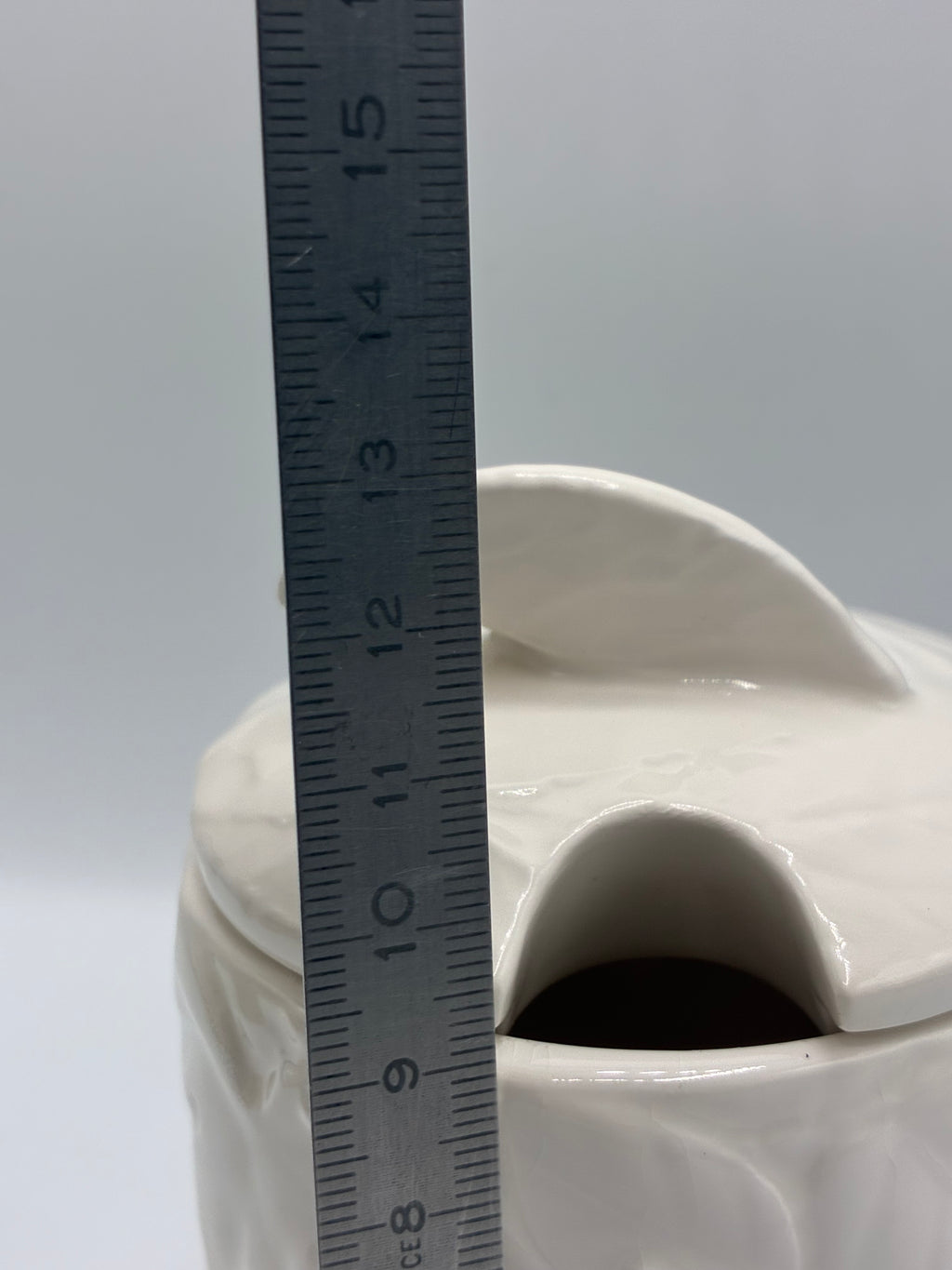 Pot couvert en céramique blanche – Relief feuillages et baies – Esprit maison de campagne