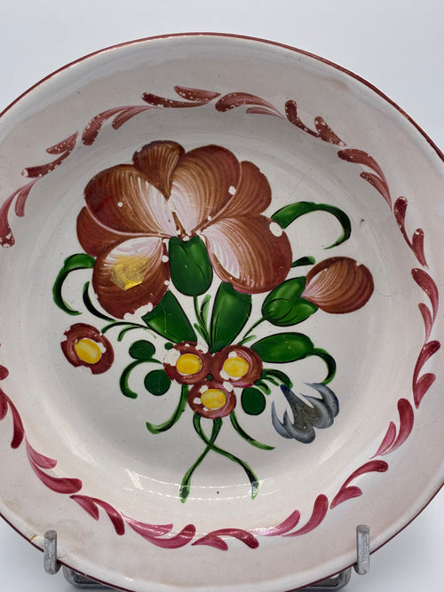 Assiette creuse faïence populaire décor floral peint main
