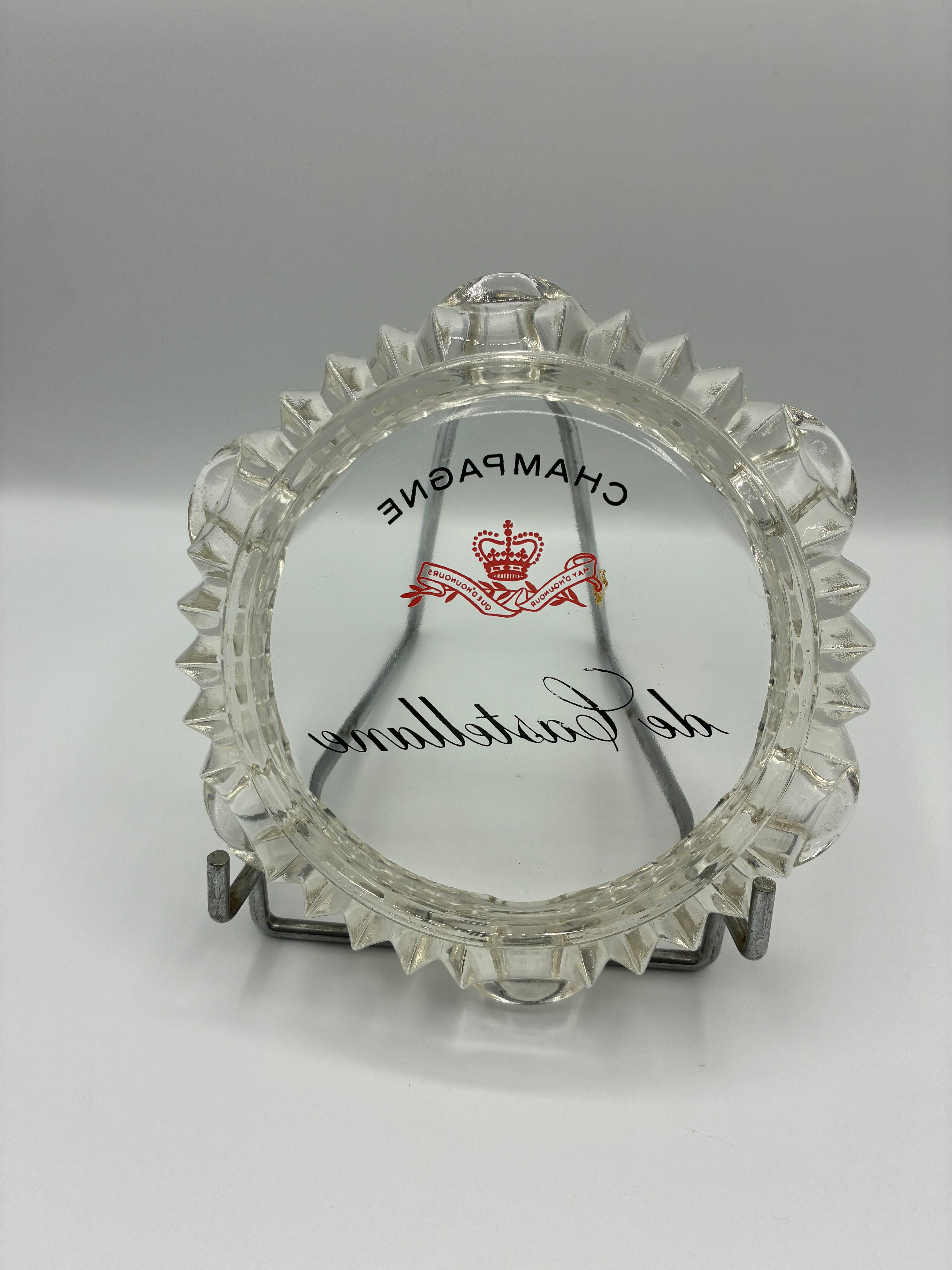 Cendrier publicitaire en verre moulé – Champagne de Castellane – Épernay – Vintage