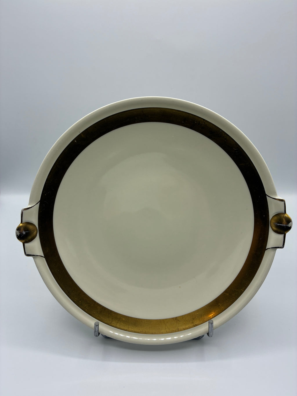 Plateau de service en porcelaine de Limoges – JPL Jean Pouyat – Bande dorée – Deux prises – Art Déco – Vers 1935-1950