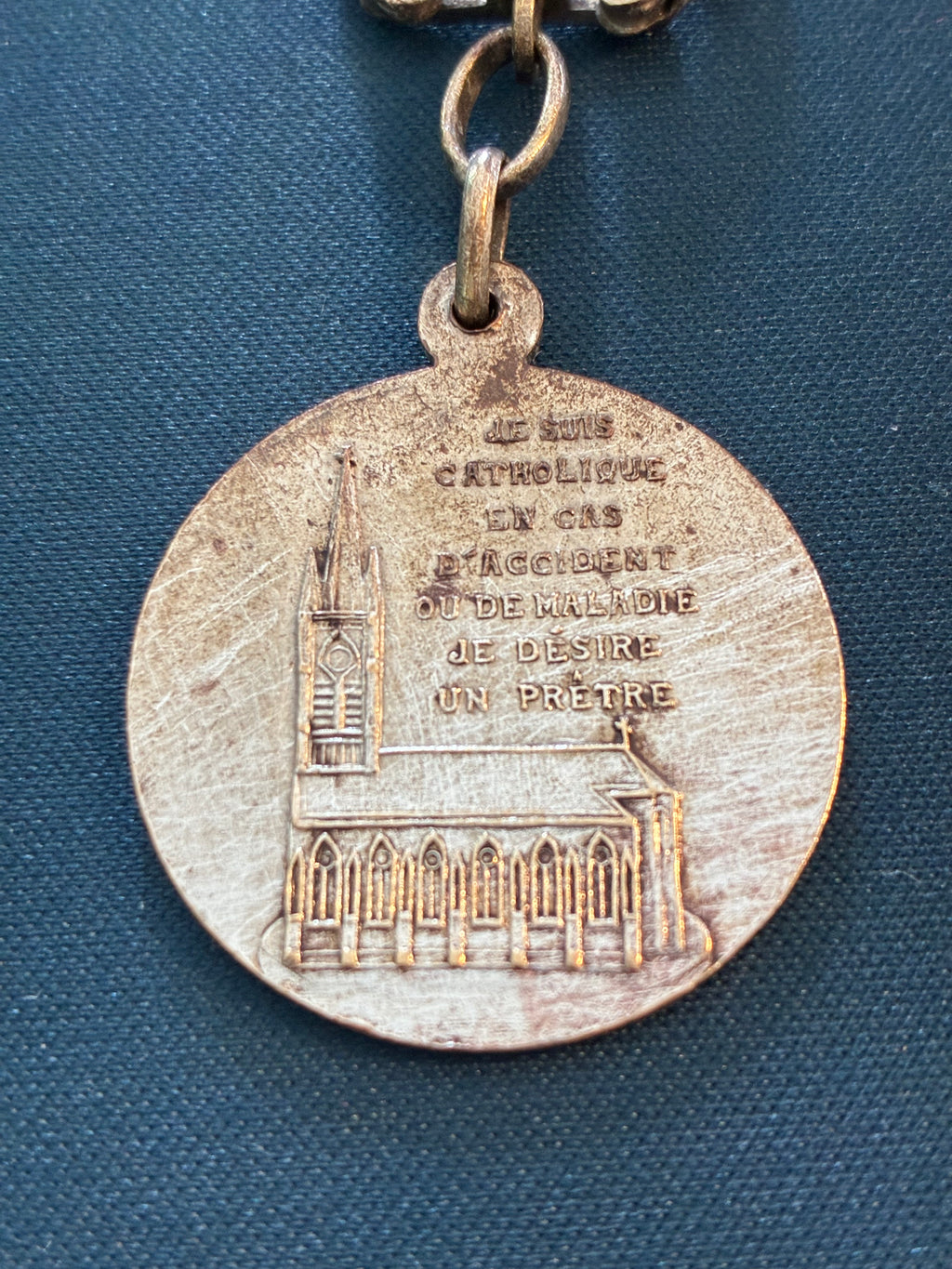 Médaille religieuse ancienne Sainte Rita – Porte-clé catholique – "Je suis catholique" – Dévotion populaire XIXe-XXe siècle