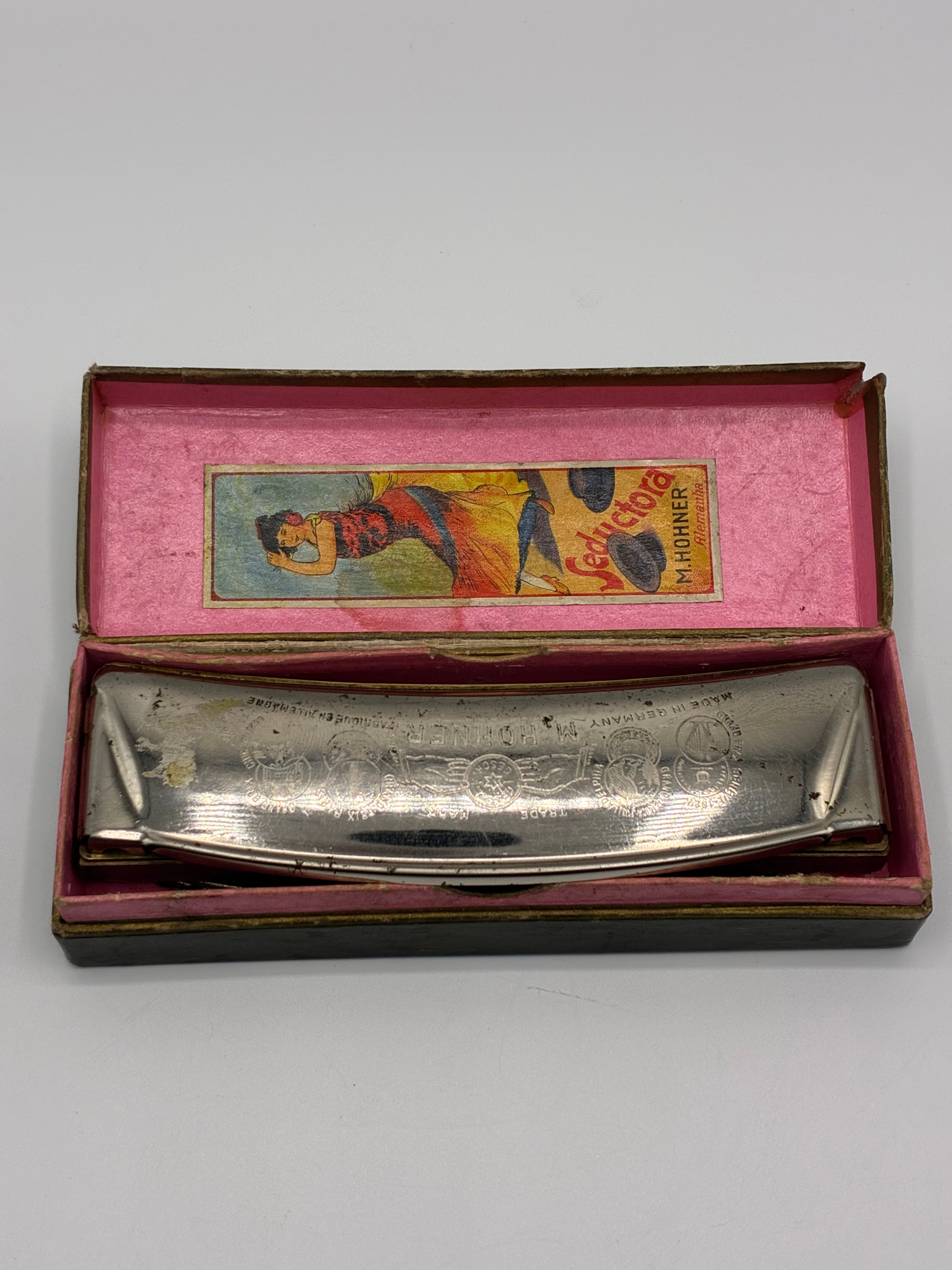 Harmonica ancien M. Hohner – Modèle Seductora – Boîte d'origine illée – Années 1920-1930