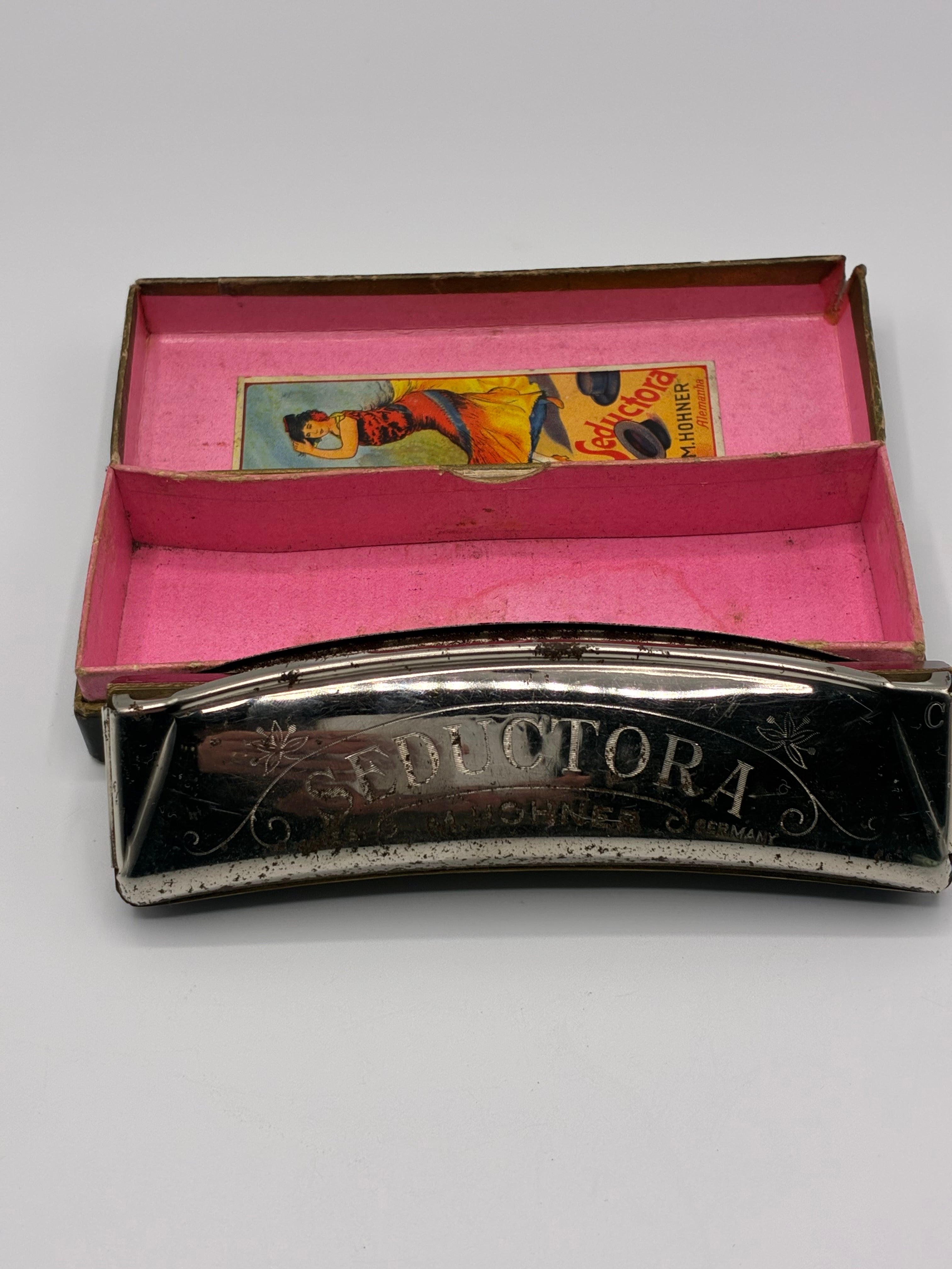 Harmonica ancien M. Hohner – Modèle Seductora – Boîte d'origine illée – Années 1920-1930