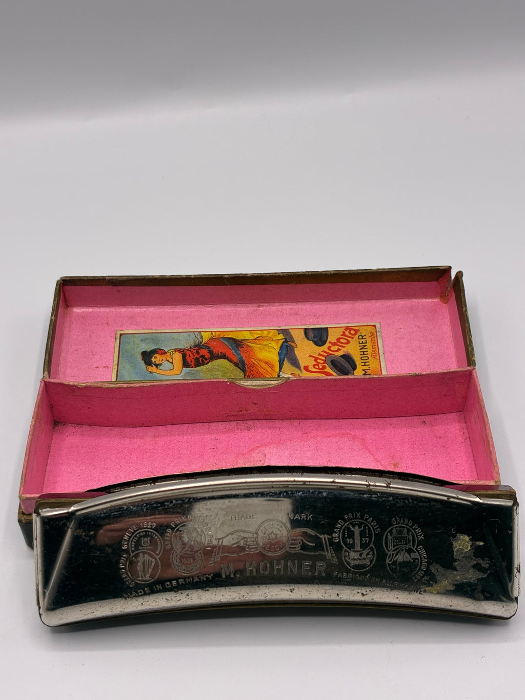 Harmonica ancien M. Hohner – Modèle Seductora – Boîte d'origine illée – Années 1920-1930