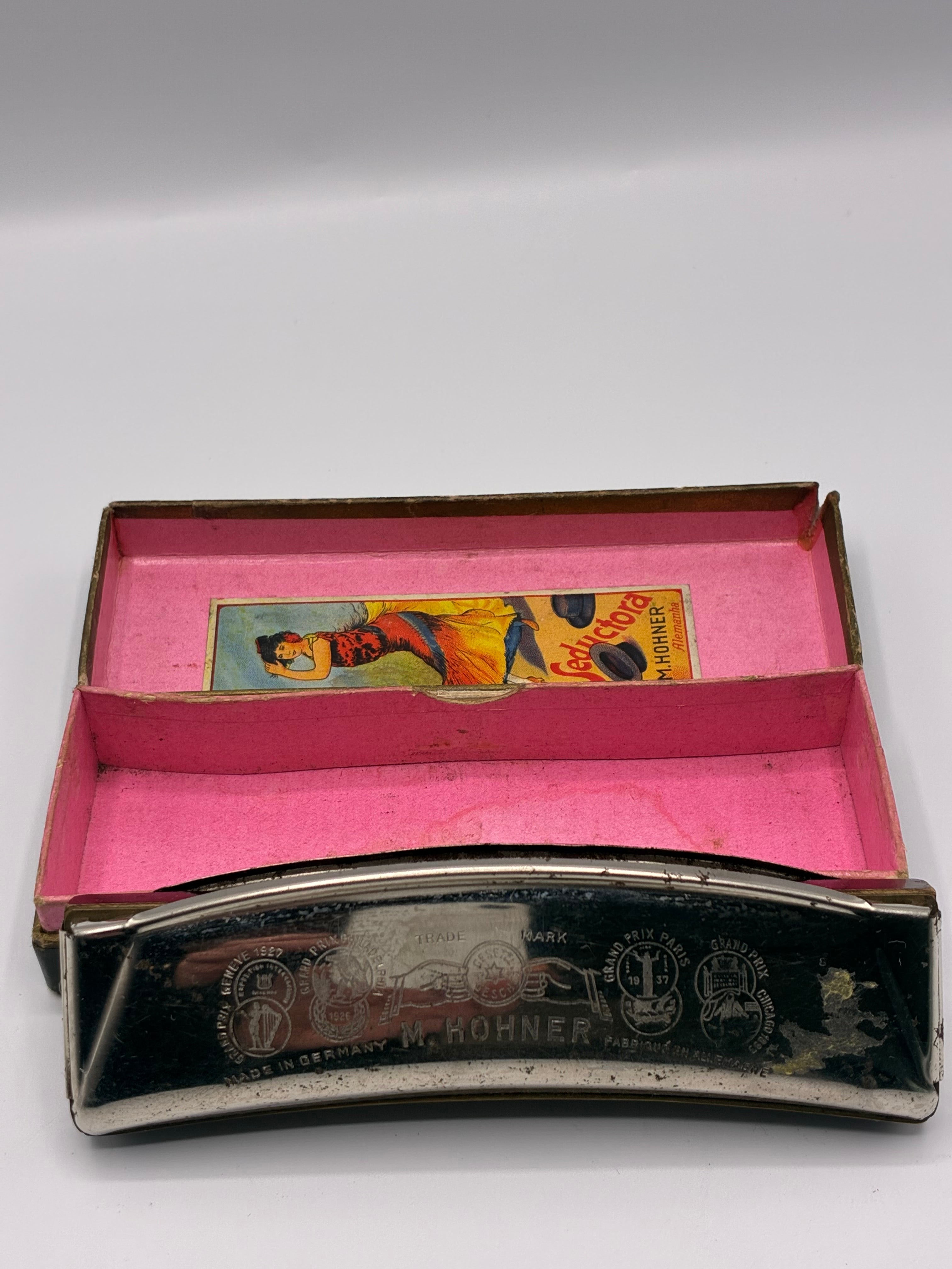 Harmonica ancien M. Hohner – Modèle Seductora – Boîte d'origine illée – Années 1920-1930