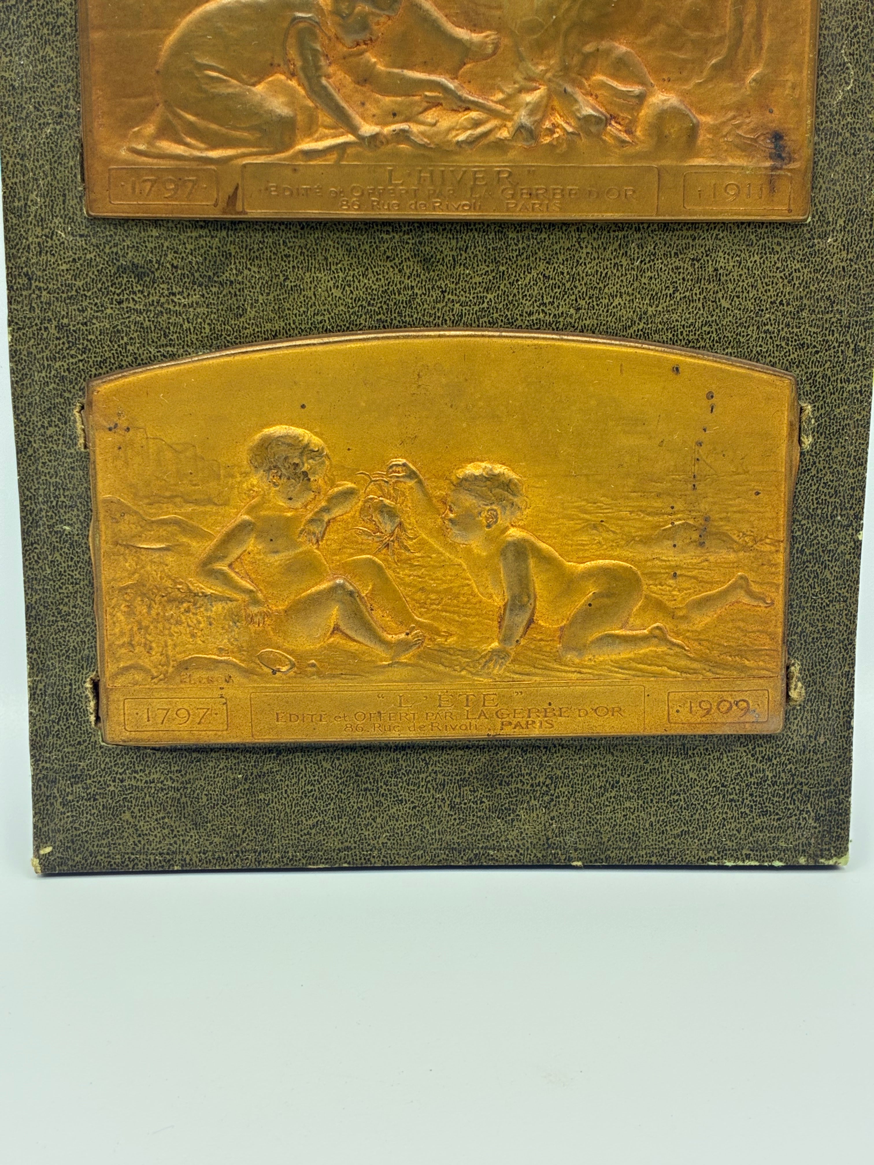Paire de plaques décoratives « L’Hiver » et « L’Été » – P. Lenoir, La Gerbe d’Or, Paris, 1909–1911