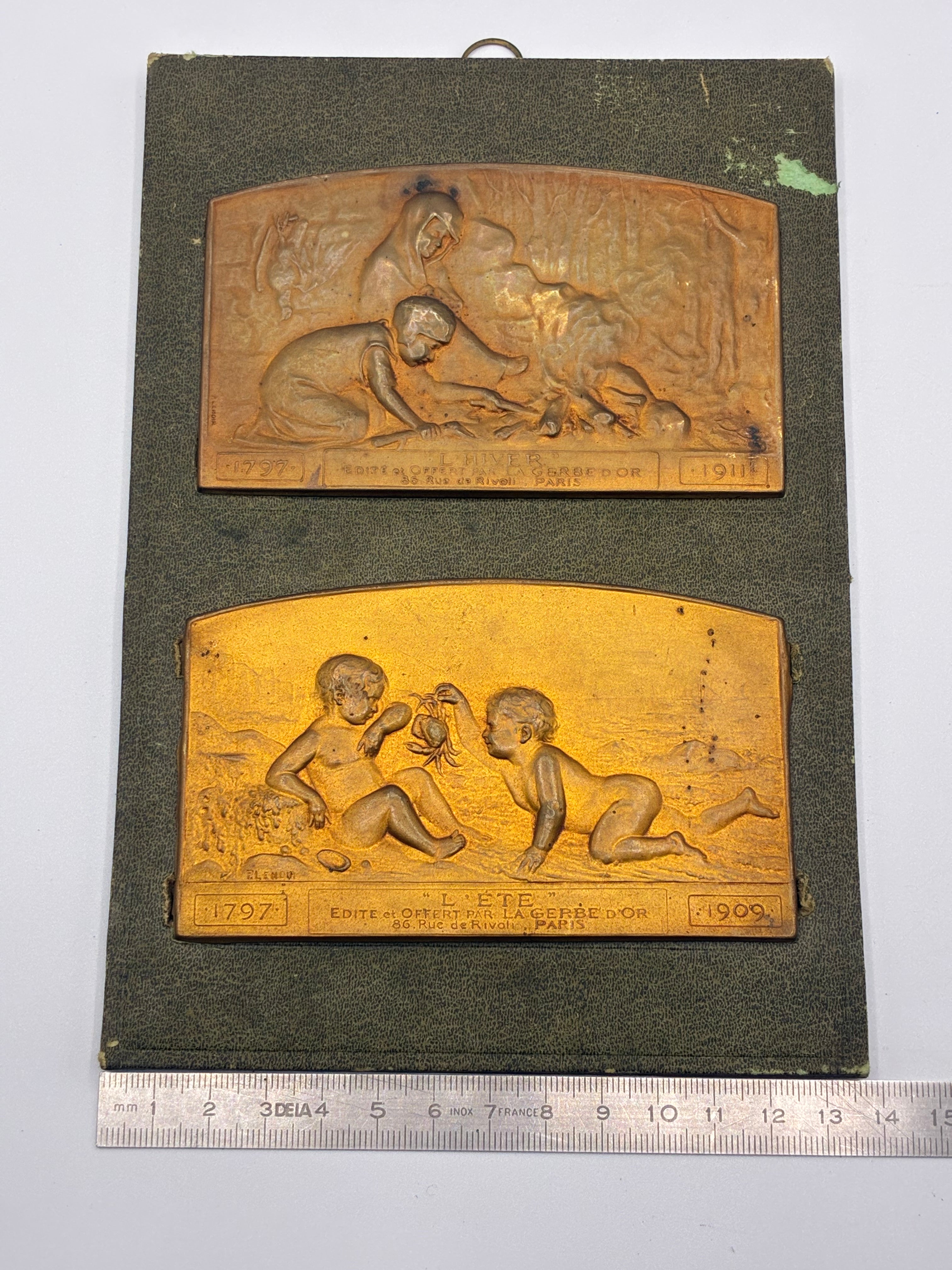 Paire de plaques décoratives « L’Hiver » et « L’Été » – P. Lenoir, La Gerbe d’Or, Paris, 1909–1911