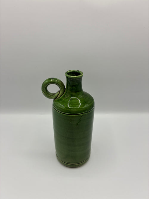 Bouteille à huile en céramique émaillée verte – Les Ateliers du Sud, XXe siècle