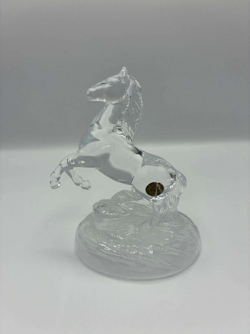 Figurine cheval cabré en cristal – Cristal d'Arques, années 1970–80