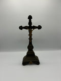 Crucifix d’autel en bronze – Christ doré – XIXᵉ siècle – style néo-gothique