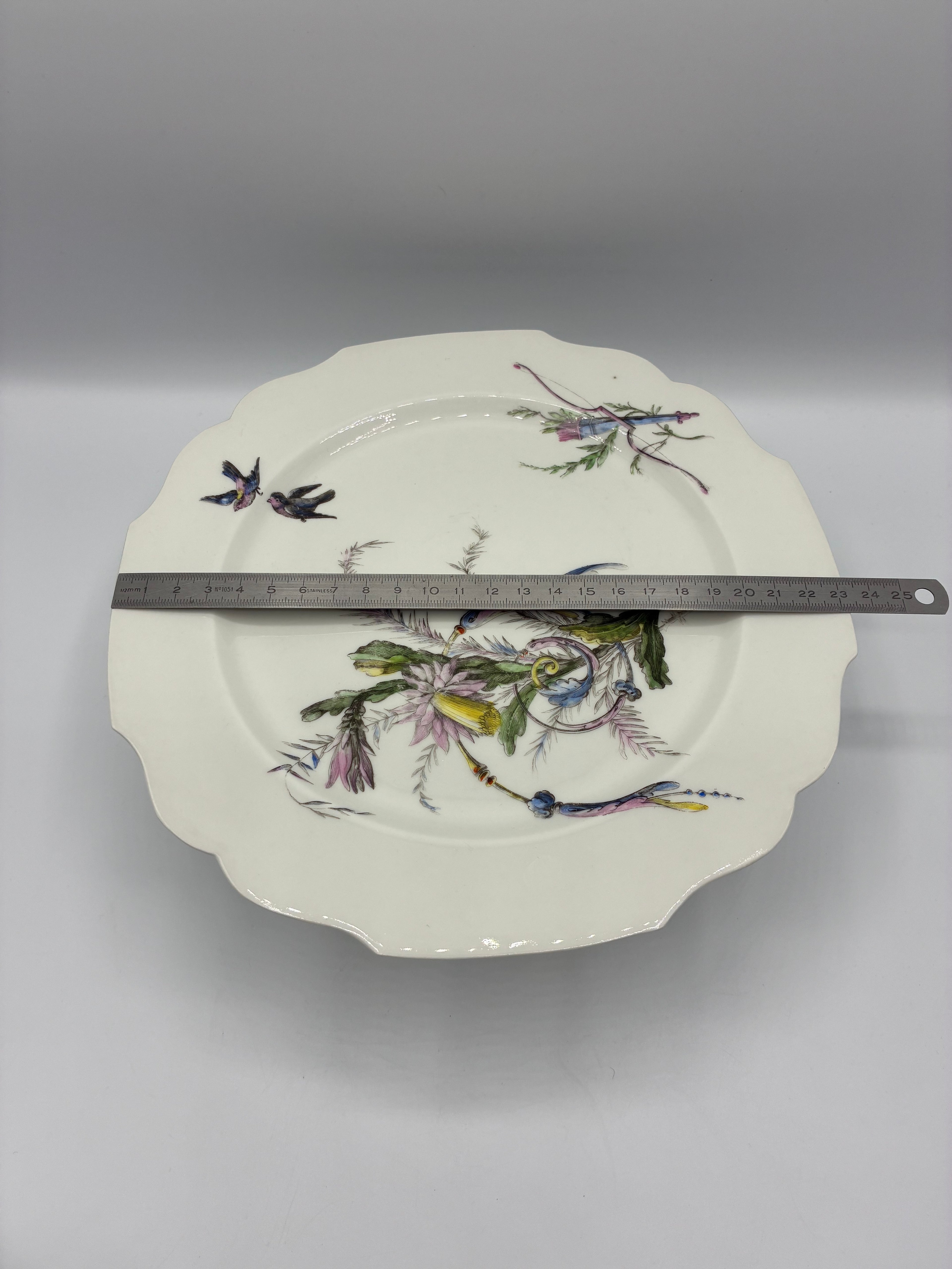 Ancien compotier Pillivuyt Paris – décor oiseaux et fleurs – Belle Époque